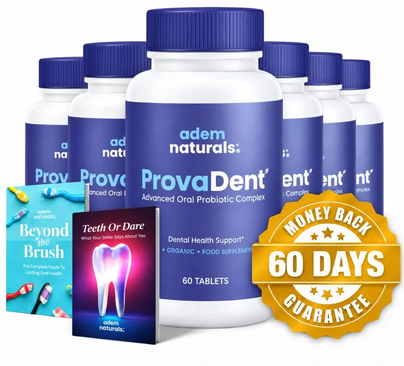 ProvaDent 6 bottle package with free bonuses and 60 day money back guarantee